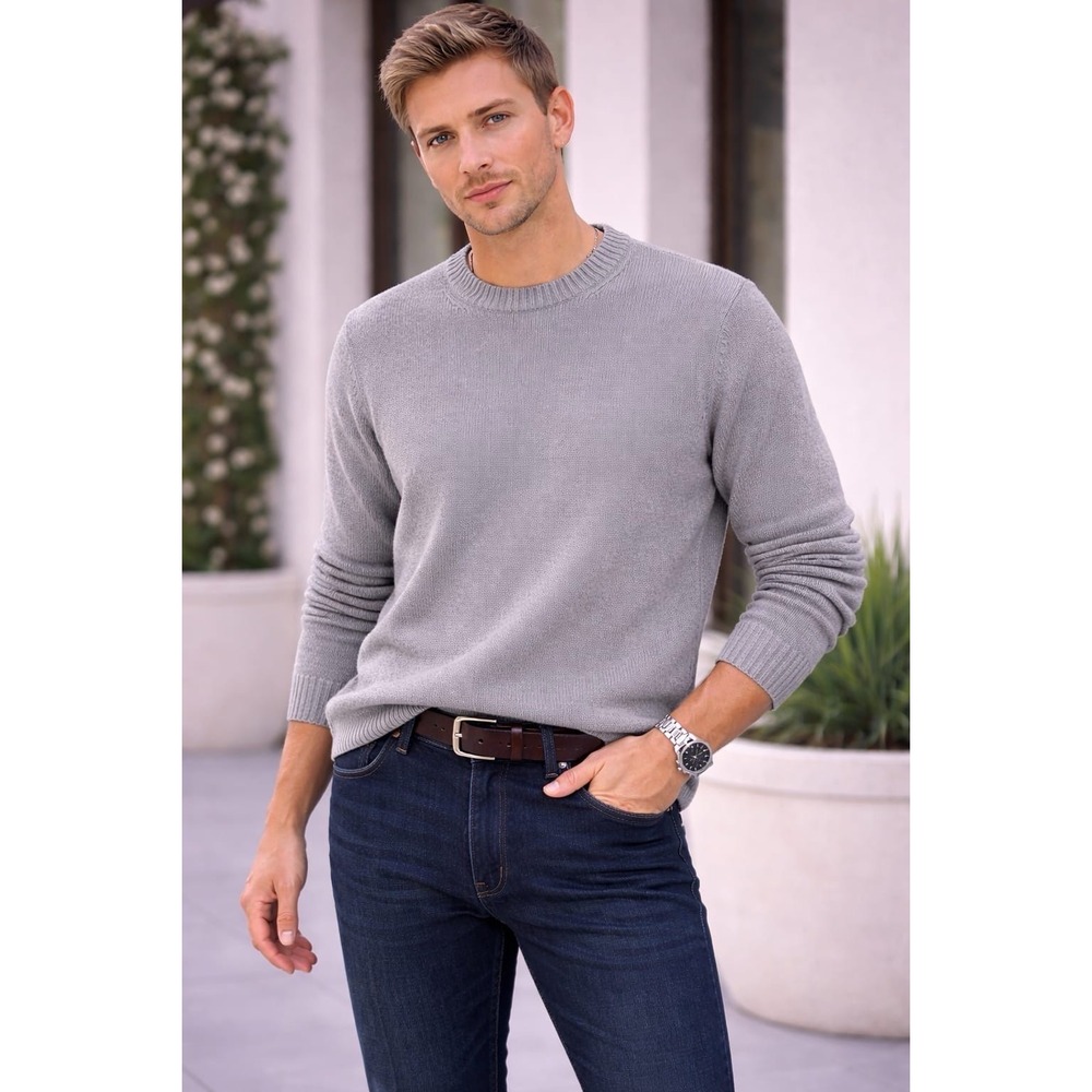 J.CREW Vintage Sweater‎ MEDIUM Knit Pullover Cotton Gray Style 86917
